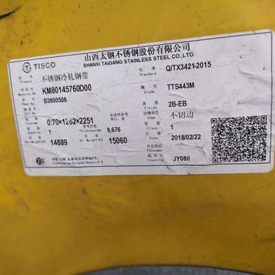 Ferritik Alaşım 443 Inox Metal Yaprak Soğuk Lastikli SUS443 Yaprak Aisi 443 Paslanmaz Çelik Yaprak