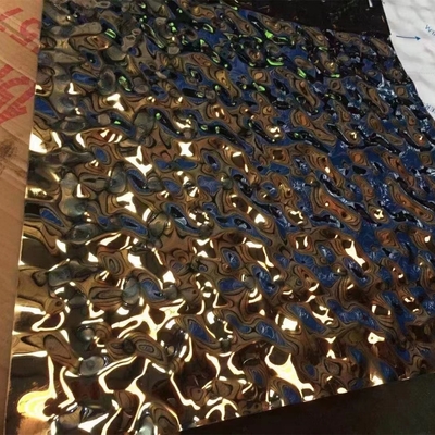 0.5*1220x2440mm Paslanmaz Çelik Su Dalgalanma Yaprak Plate 201 Orta Dalgalanma Gül Altın