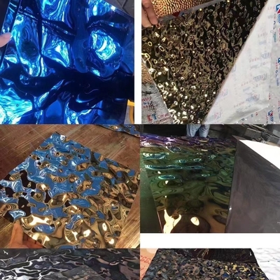 0.5*1220x2440mm Paslanmaz Çelik Su Dalgalanma Yaprak Plate 201 Orta Dalgalanma Gül Altın