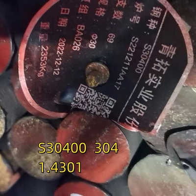 ASTM A276 S30400 S30408 S30409 Paslanmaz çelik yuvarlak çubuğu 6mm-300mm çapı