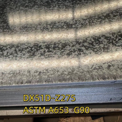 Malzeme DX51D-Z275 ASTM A653 G90 Galvanizli Çelik Yaprak 3.0x1250*2500MM Sıfır Spangle