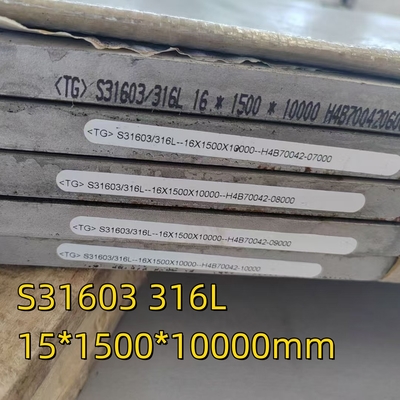 S31603 ASTM A240 AISI 316L DIN 1.4404 16*1500*10000MM basınçlı kap için NO.1 yüzey