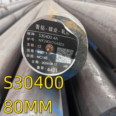 ASTM A276 Sınıf 304 SS304 S30400 1.4301 Yuvarlak Çubuk Parlak cilalı OD 150MM