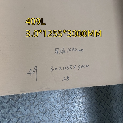 ASTM A240 Sınıf 409L 1.4512 3.0-12mm SUS409 Paslanmaz Çelik Plaka NO 1 Bitirme