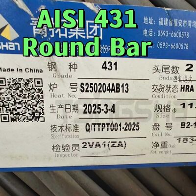 Sıcak olarak yuvarlanmış SUS431 Çubuk Paslanmaz Çelik Yuvarlak Çubuk Sınıf 14cr17ni2 Aisi 431 DIN1.4057 75mm Siyah Çubuk