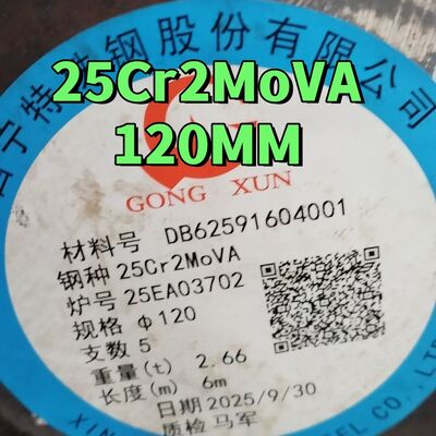 25Cr2MoVA Alaşımlı Çelik Yuvarlak Çubuk 120mm Diametresi 6000mm Uzunluğu Yüksek Sıcaklıklı Çiviler için Sıcak Dolaştırılmış Sıcaklığa Dirençli Çelik