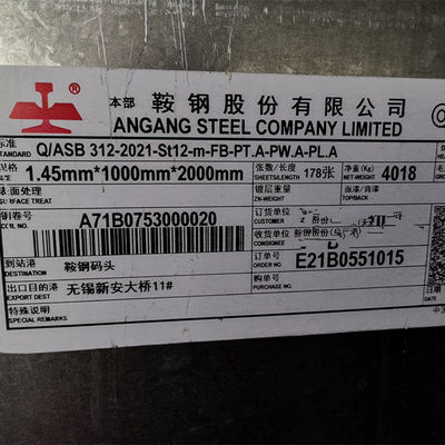 St12 ST13 DDQ Malzeme Soğuk Haddelenmiş Çelik Sac 1.2*1500*3000mm Karbon Çelik Sac